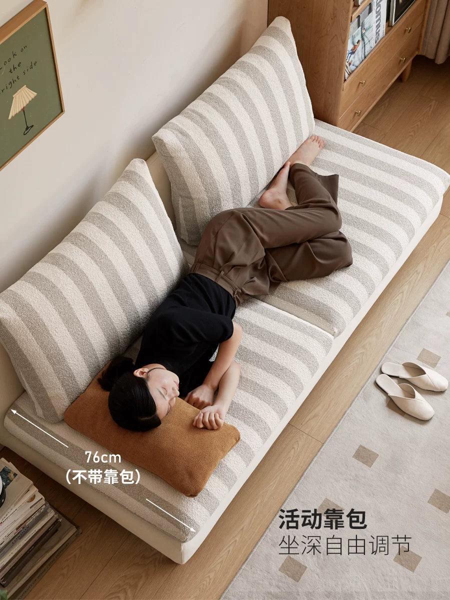 布艺沙发客厅侘寂风棉麻小户型双人位直排沙发